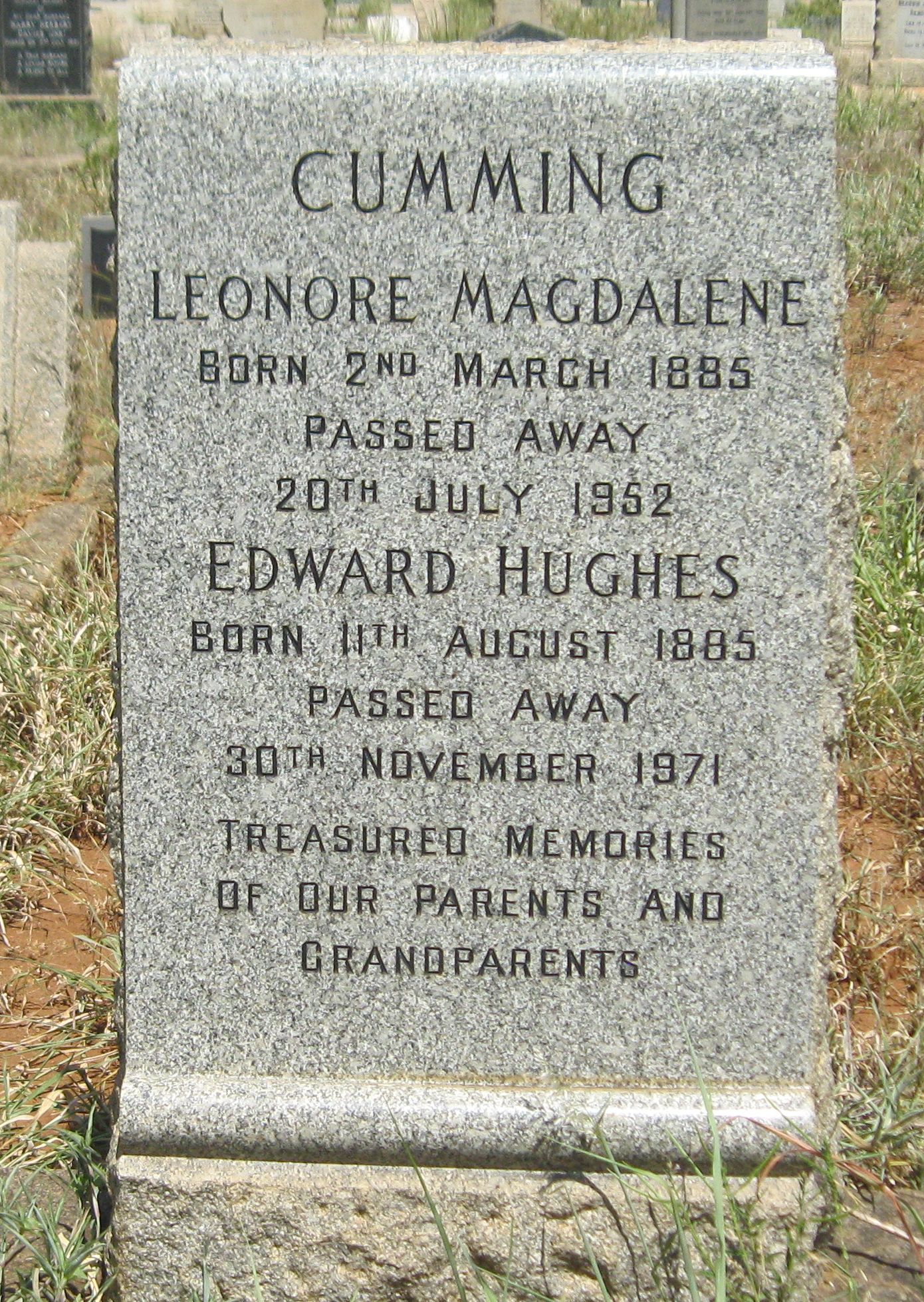 cemeteries_headstone_byo_cumming_leanore_edward_hughes_1952+1971